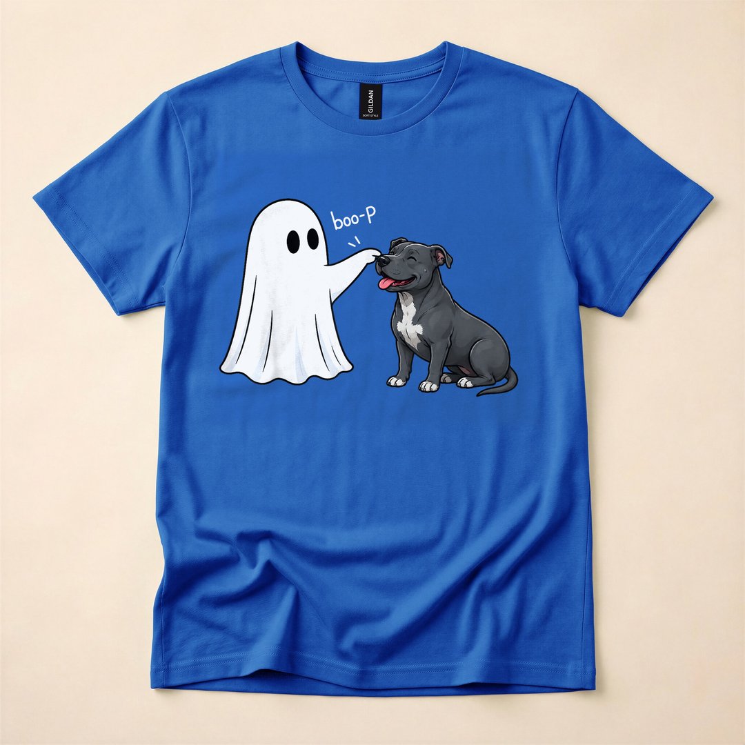 Pit Bull Ghost Nose Boop Halloween Dog Lover T-Shirt - photo 3