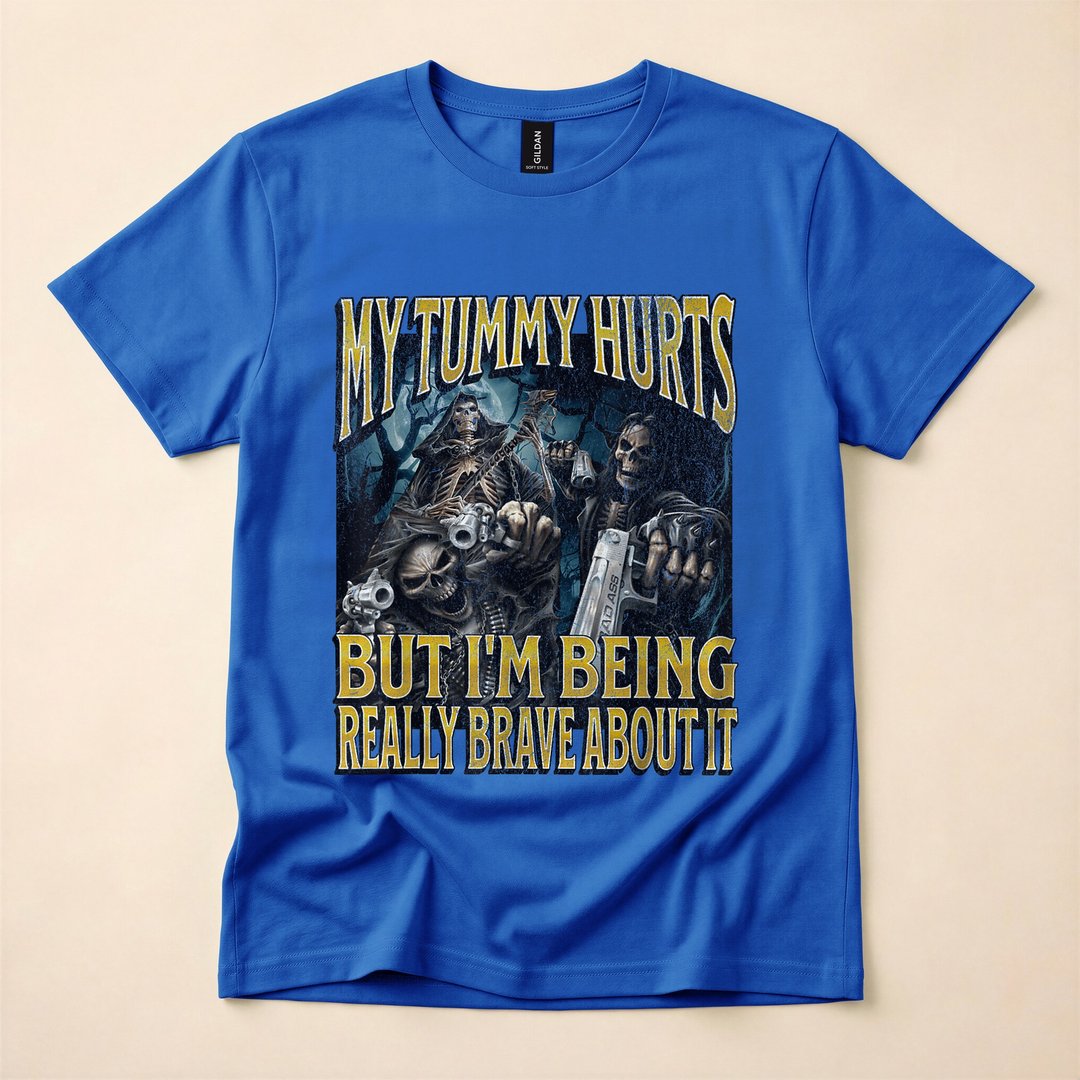 My Tummy Hurts Funny Hard Skeleton Bootleg Meme T-Shirt - photo 3