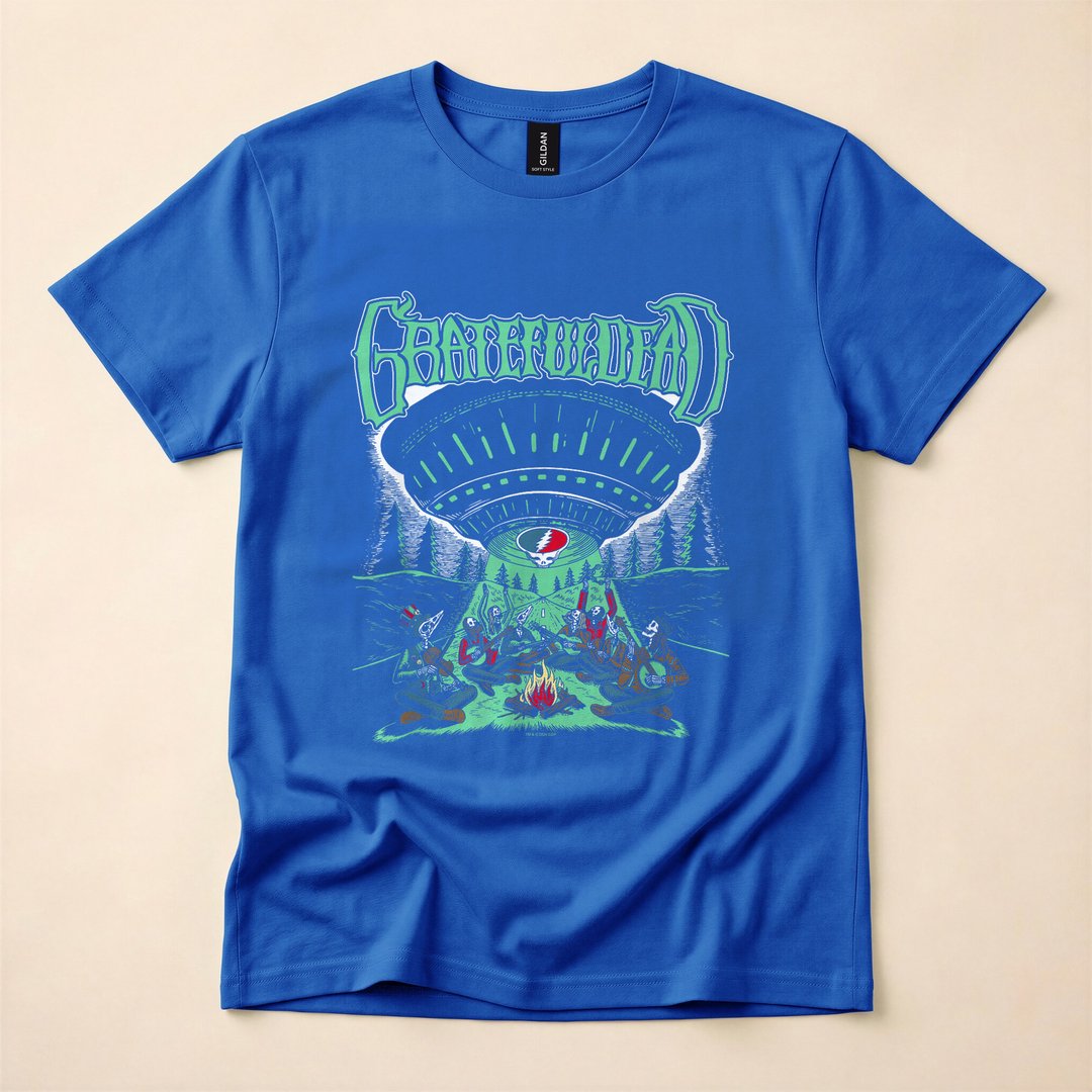 Grateful Dead Skeletons and Aliens Camping T-Shirt - photo 3