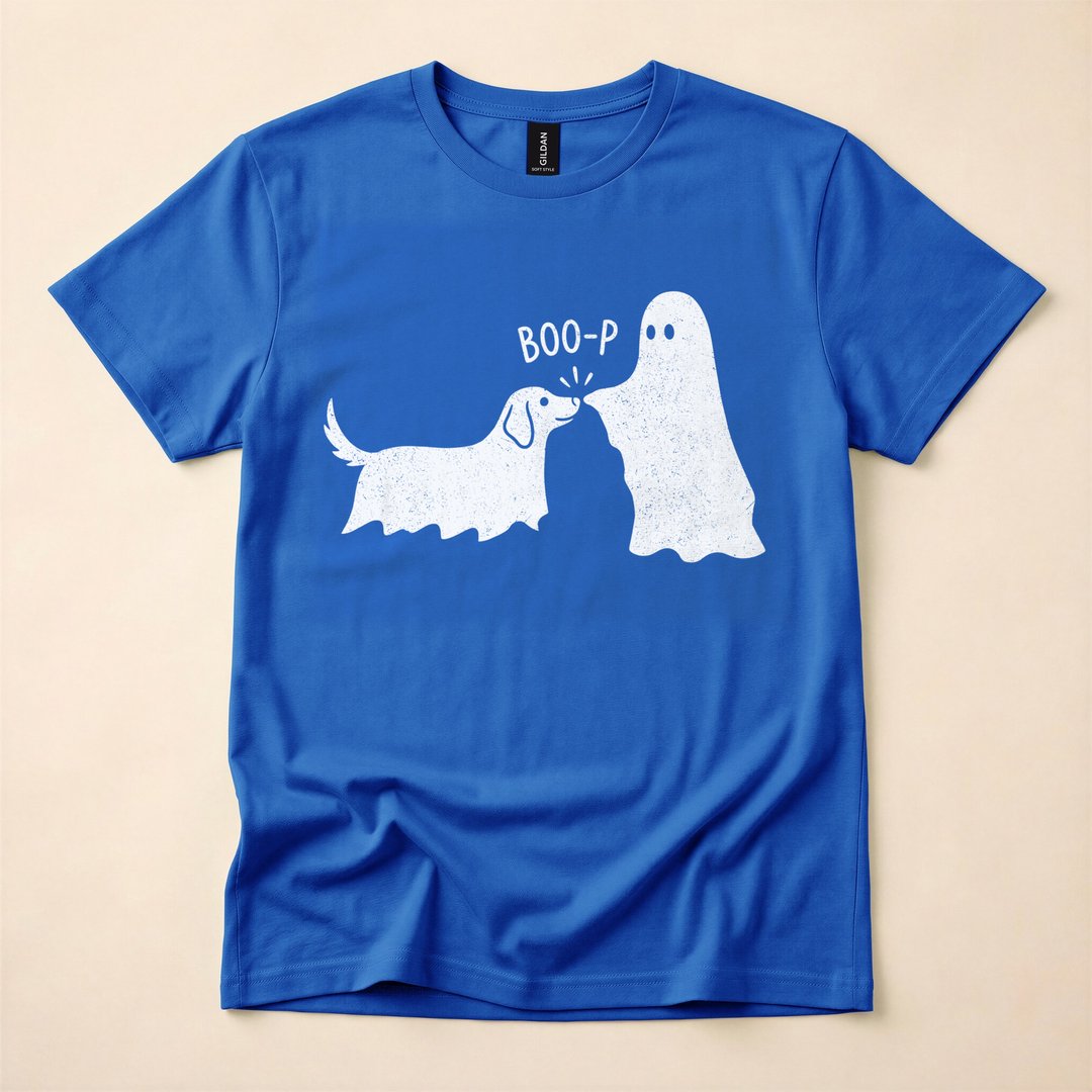 Boo-p Ghost Dog Funny Halloween Dog Mom T-Shirt - photo 3