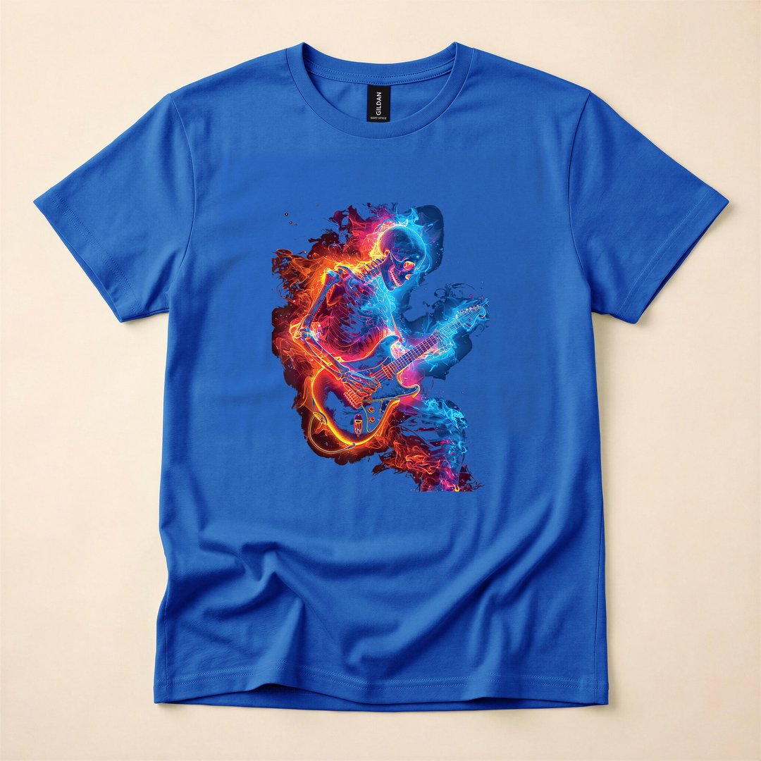 Skeleton Playing Guitar Rock Star Shredder T-Shirt - photo 3