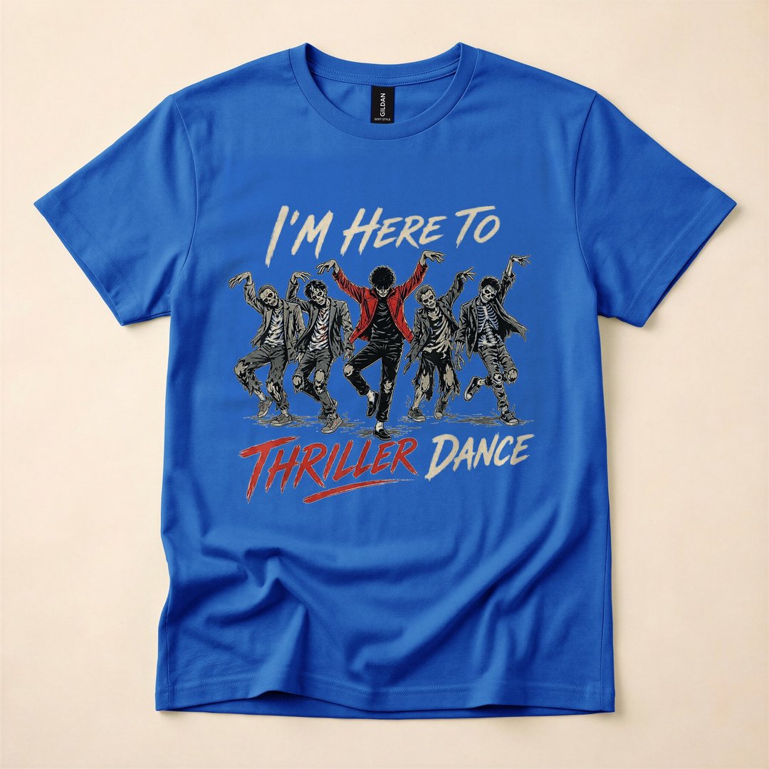 Just Here to Thriller Dance Funny Zombie Party T-Shirt - photo 3