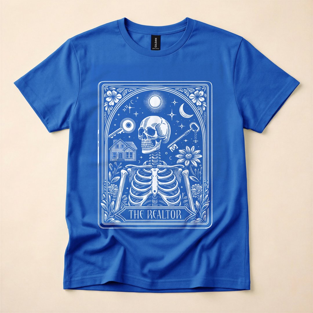 Realtor Skeleton Tarot Card Witchy Halloween T-Shirt - photo 3
