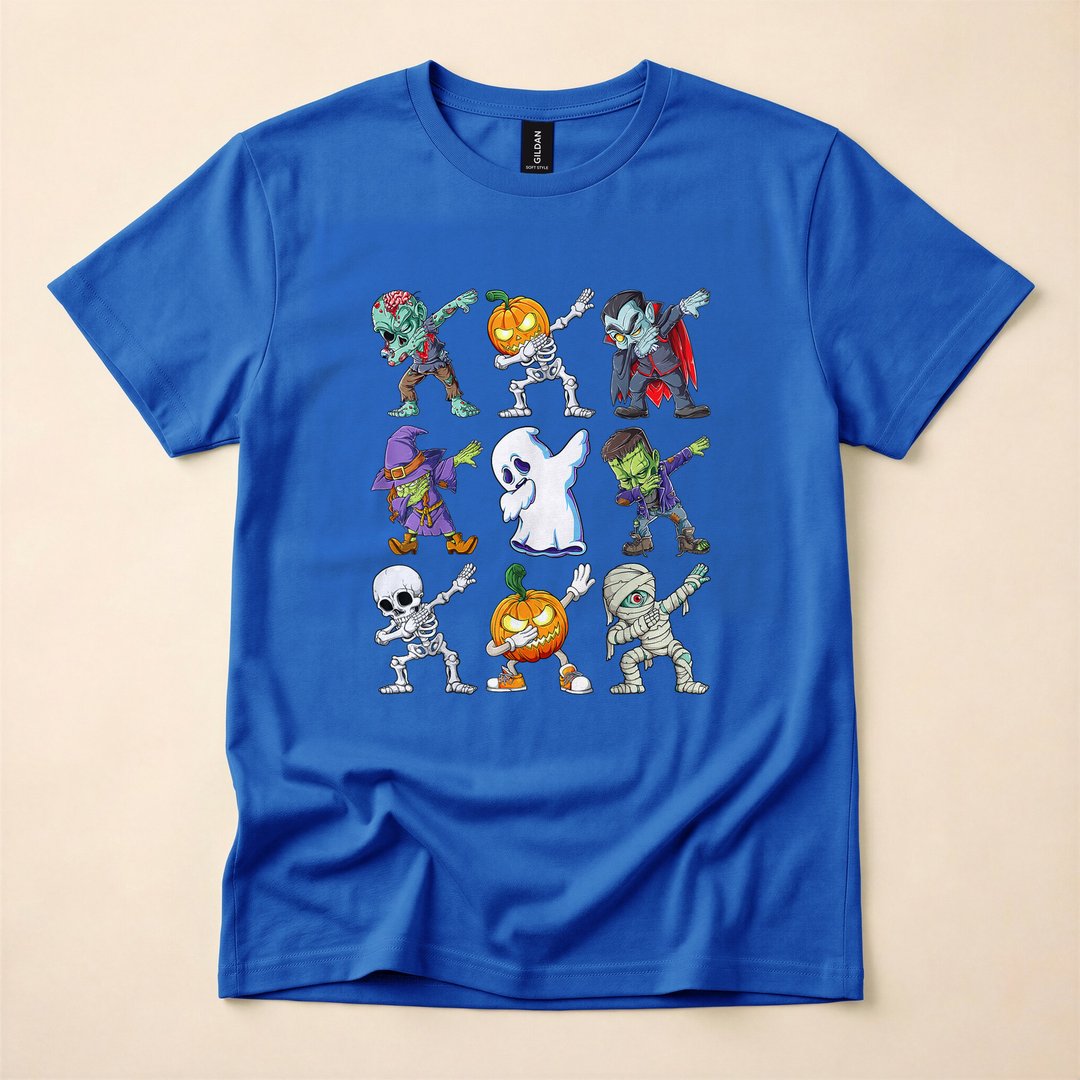 Dabbing Skeleton Zombie Pumpkin Mummy Halloween T-Shirt - photo 3