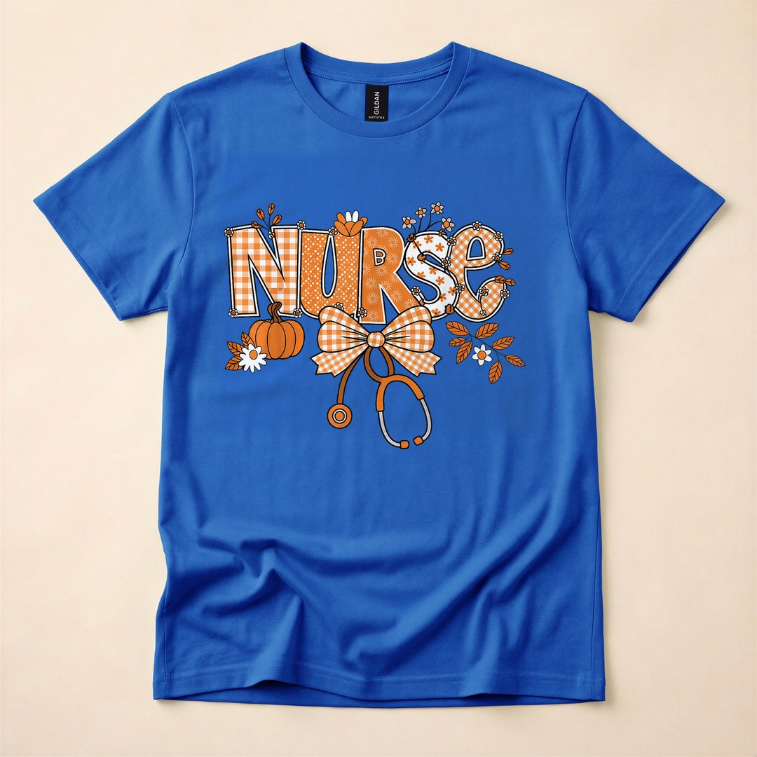 Retro Pumpkin Nurse Life Stethoscope Fall T-Shirt - photo 3
