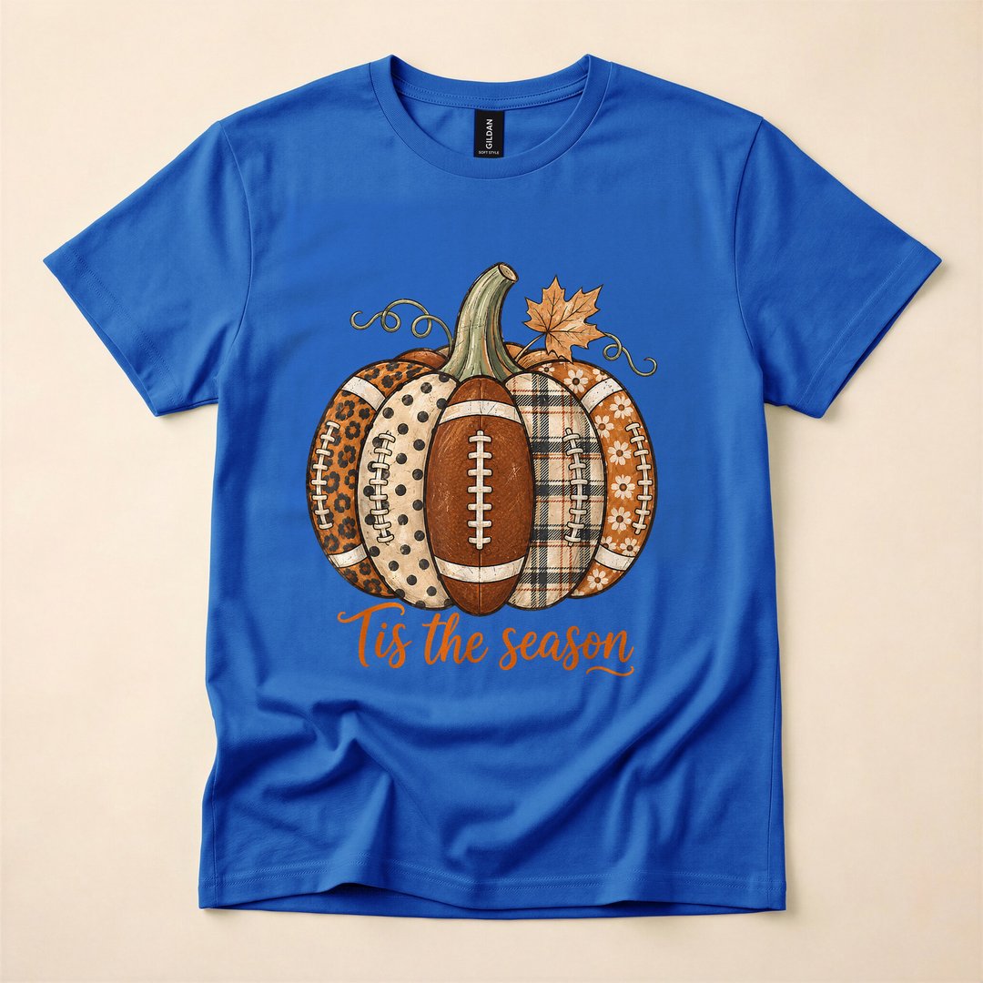 Football Pumpkin Tis the Season Leopard Fall T-Shirt - photo 3