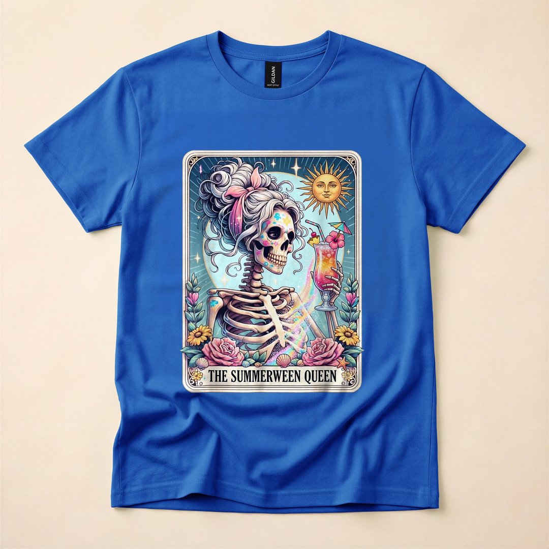 Summerween Skeleton Tarot Card Spooky Ghoul T-Shirt - photo 3