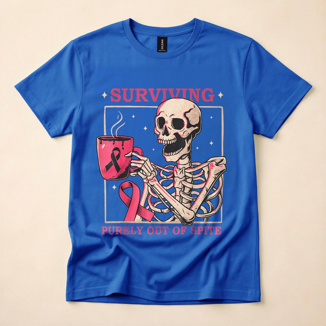 Surviving Purely Out of Spite Funny Skeleton T-Shirt - photo 3