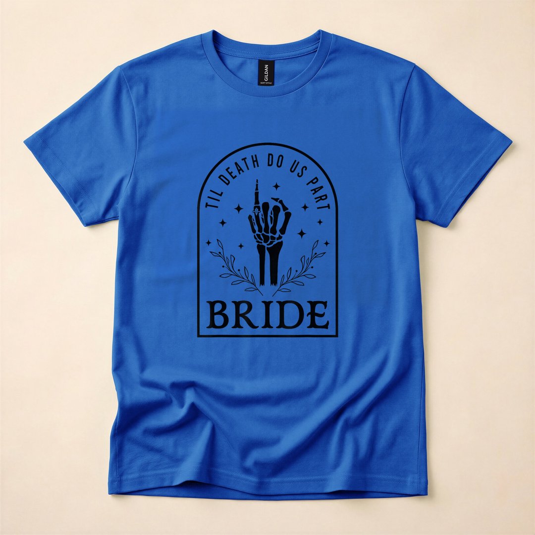 Skeleton Bride and Groom Gothic Halloween Wedding T-Shirt - photo 4