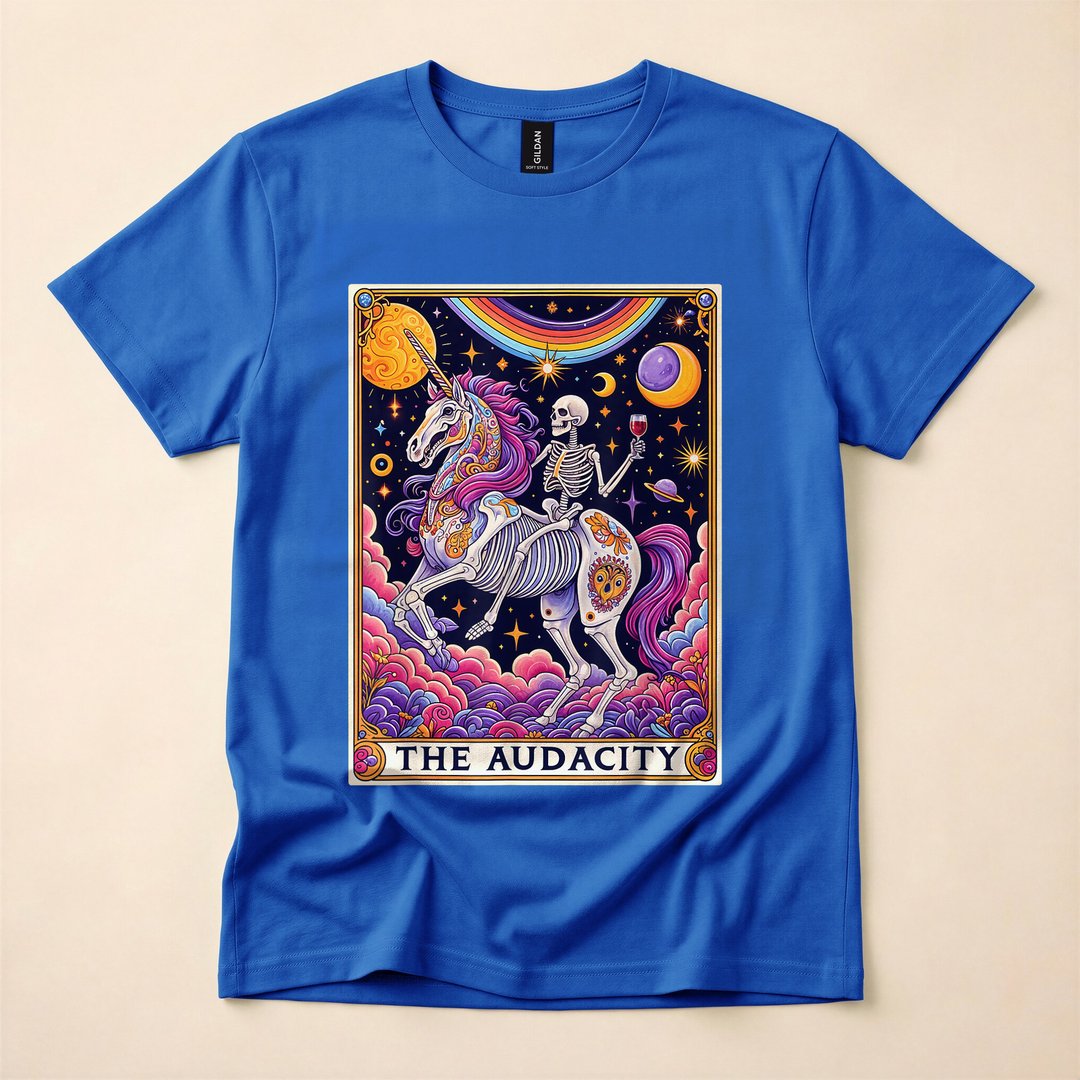 The Audacity Rainbow Skeleton Unicorn Tarot T-Shirt - photo 3