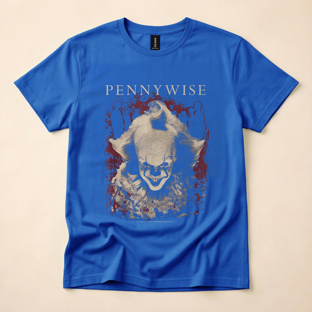 IT Pennywise Creepy Clown Portrait Horror Movie T-Shirt - photo 3