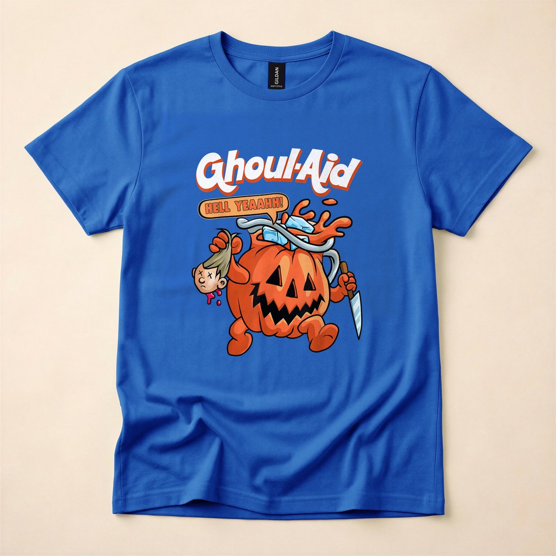 Cool Ghoul Aid Pumpkin Halloween Meme T-Shirt, Funny Spooky Season Graphic Tee - photo 3