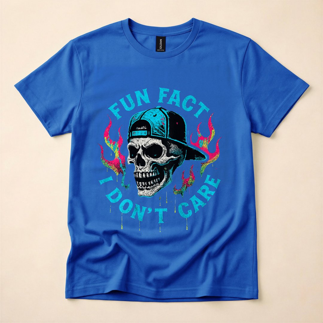 Fun Fact I Don't Care Funny Skeleton Quote T-Shirt - photo 3