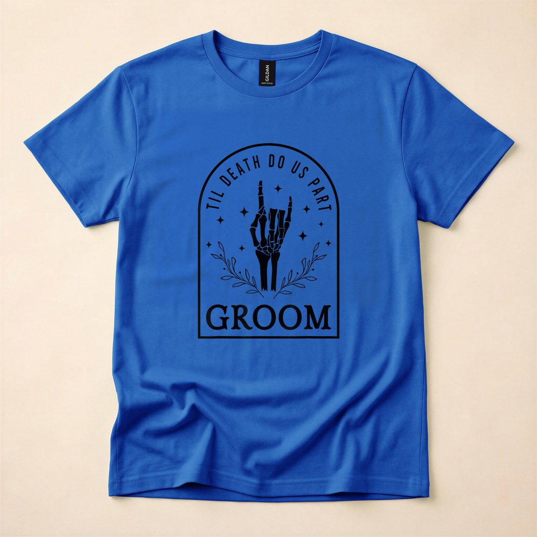 Skeleton Bride and Groom Gothic Halloween Wedding T-Shirt - photo 4