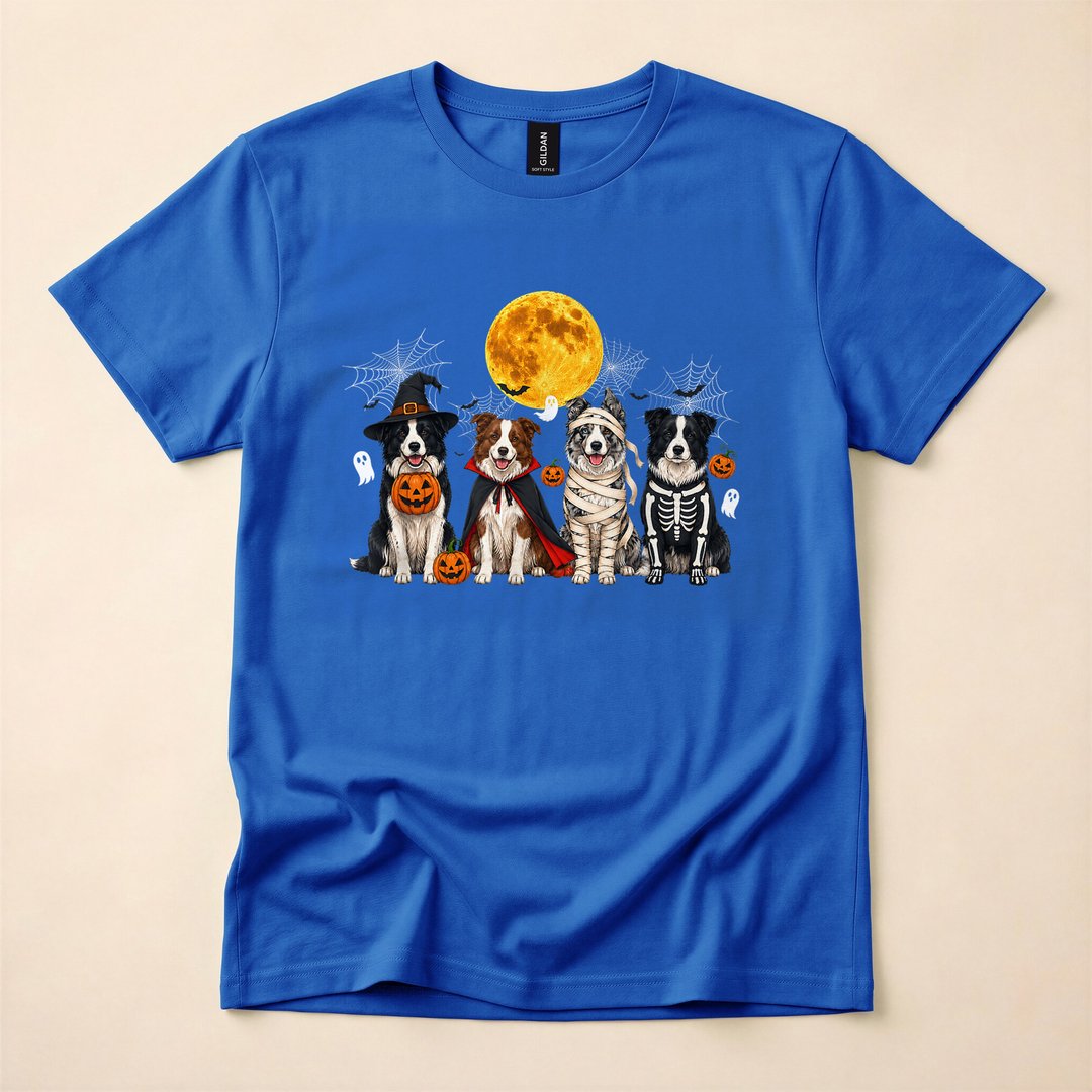 Border Collie Ghost Witch Mummy Vintage Halloween T-Shirt - photo 3