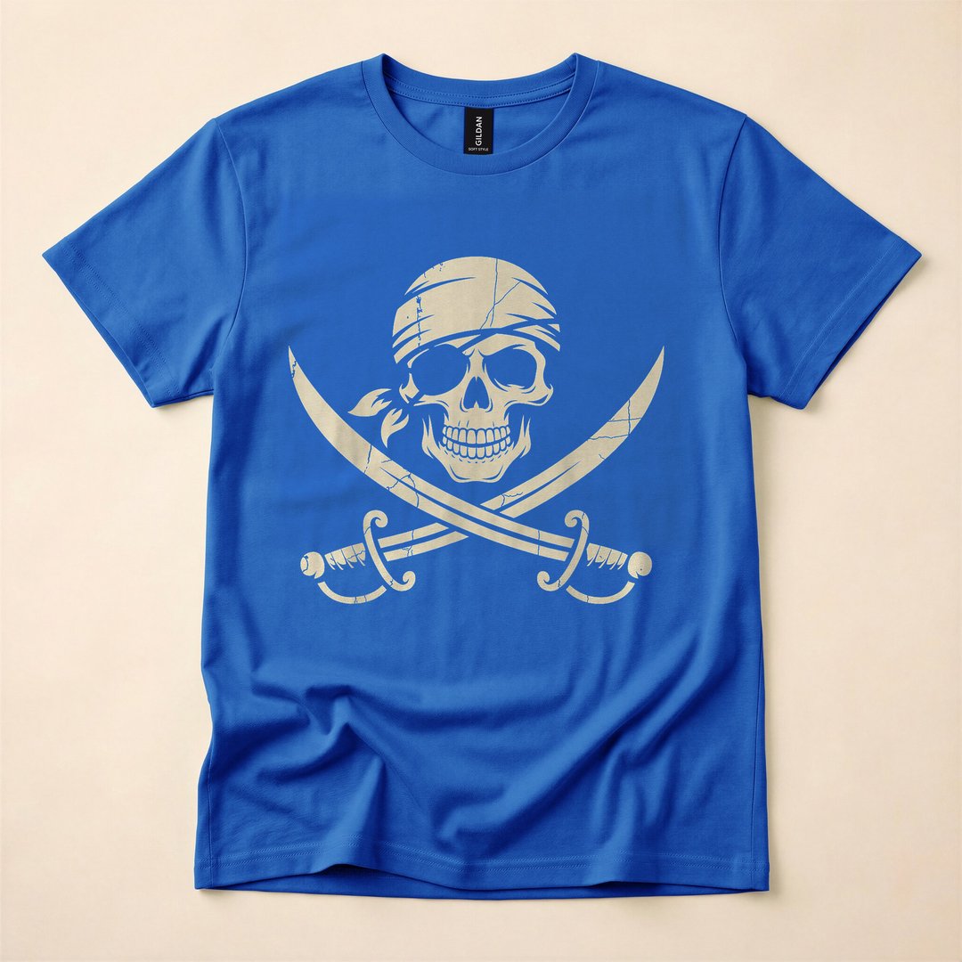 Pirate Skull and Crossbones Skeleton Halloween T-Shirt - photo 3