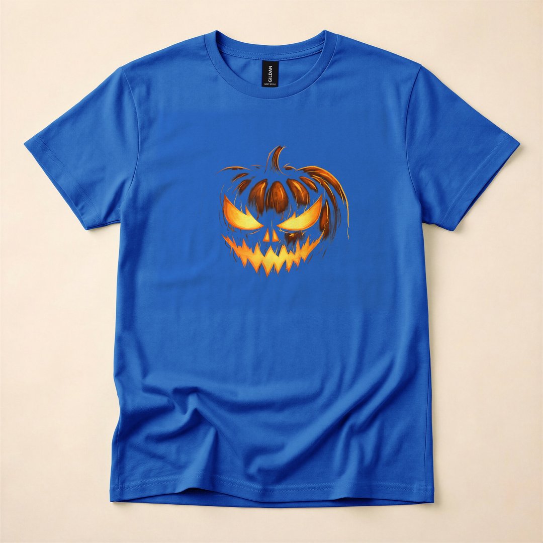 Scary Carved Jack-o'-Lantern Pumpkin Face Halloween T-Shirt - photo 3