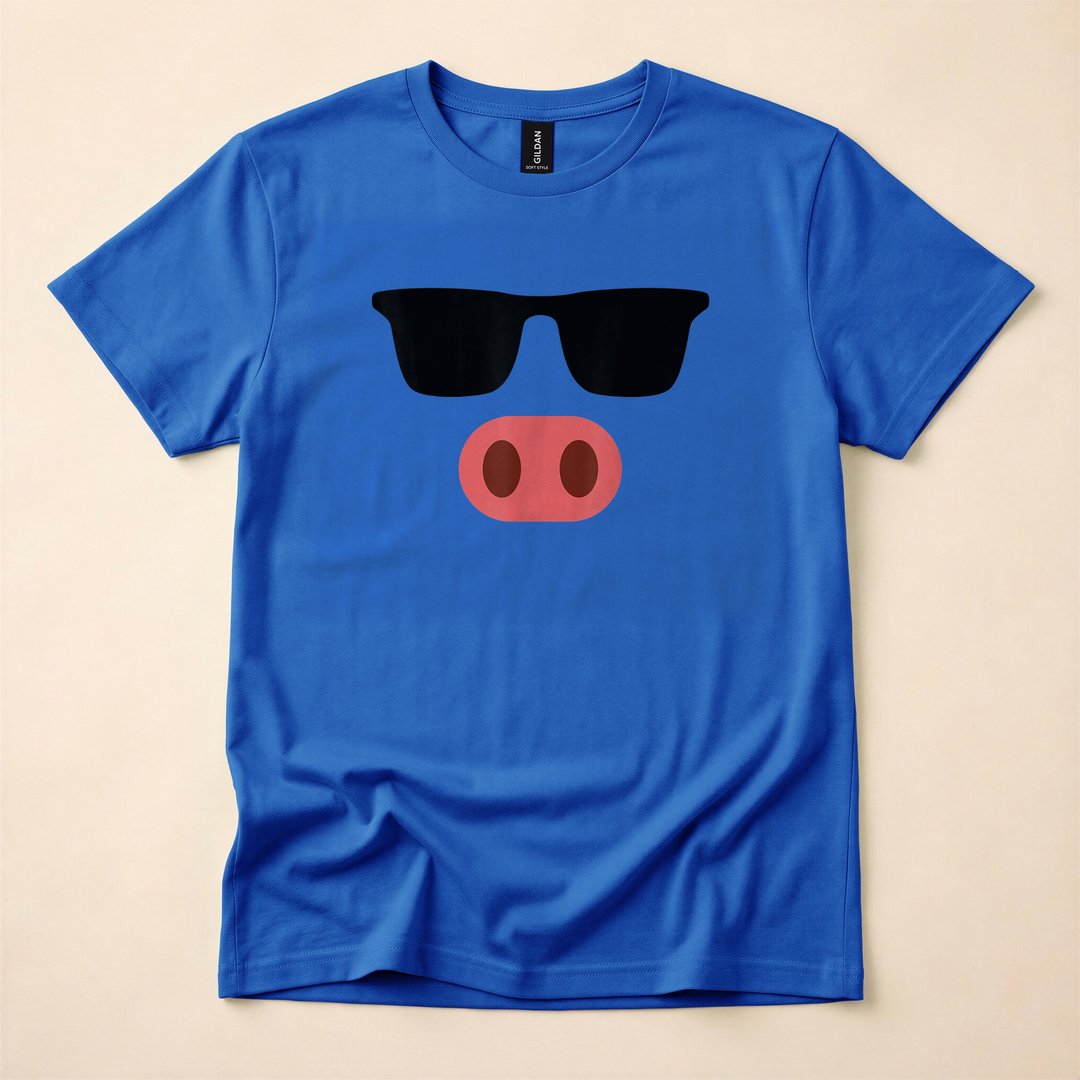 Pink Pig Face Cool Sunglasses Cute Halloween Costume T-Shirt - photo 4