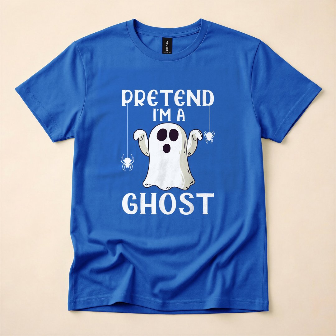 Pretend I'm a Ghost Lazy Halloween Costume T-Shirt - photo 3