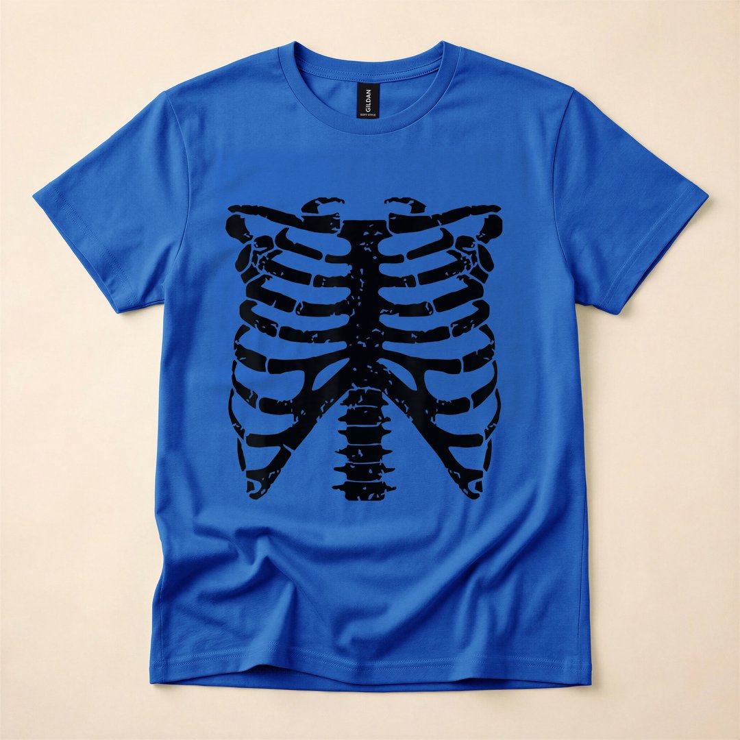 Skeleton Rib Cage Funny Halloween Costume T-Shirt - photo 4