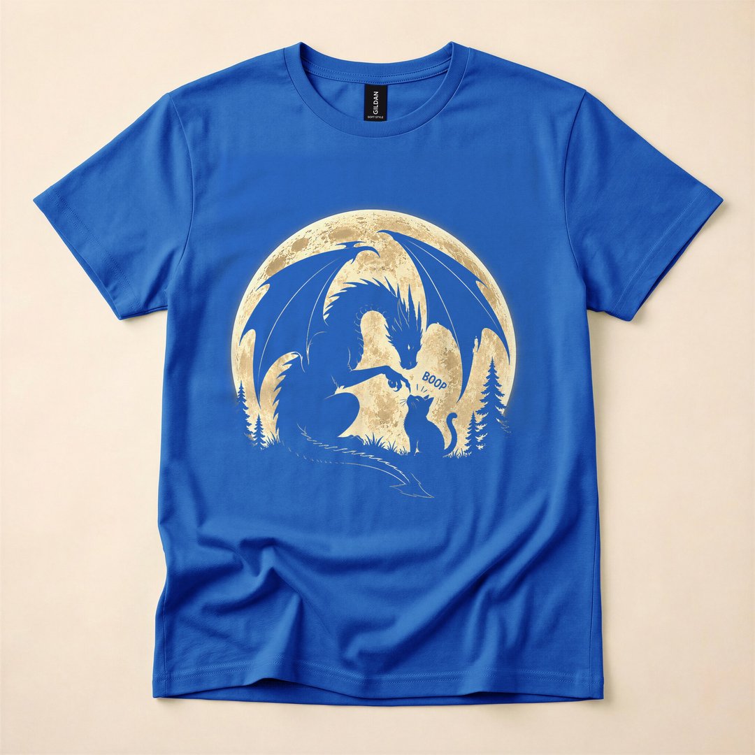 Retro Dragon Boops Cat Under the Moon Gothic T-Shirt - photo 3