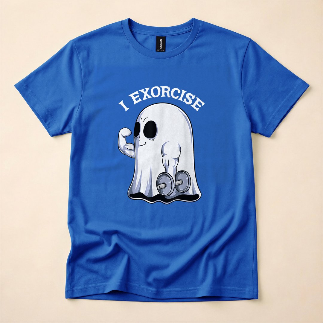 Ghost I Exorcise Funny Gym Workout Halloween T-Shirt - photo 3