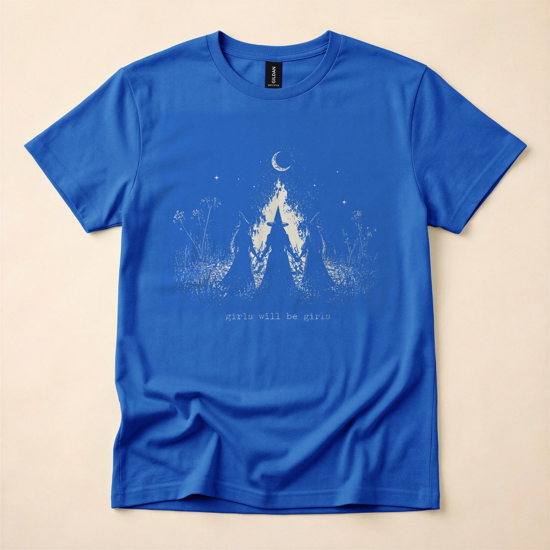 Girls Will Be Girls Witchy Halloween T-Shirt, Funny Witch Spooky Season Graphic Tee - photo 3