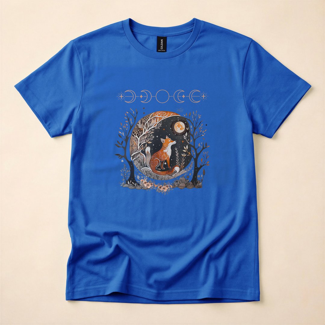 Witchy Moon Cottagecore Floral Fox Aesthetic T-Shirt - photo 3