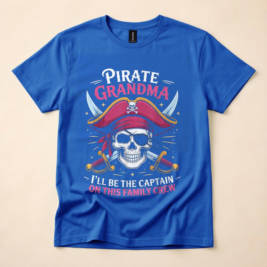 Pirate Grandma Skeleton Boat Captain Halloween T-Shirt - photo 3