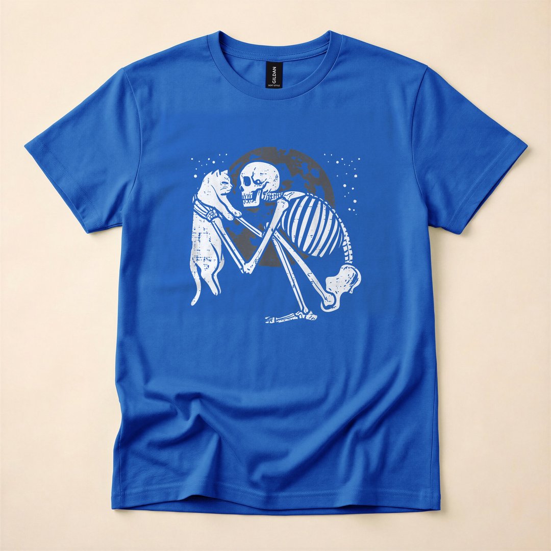 Skeleton Cat Skull Cute Goth Halloween T-Shirt - photo 3