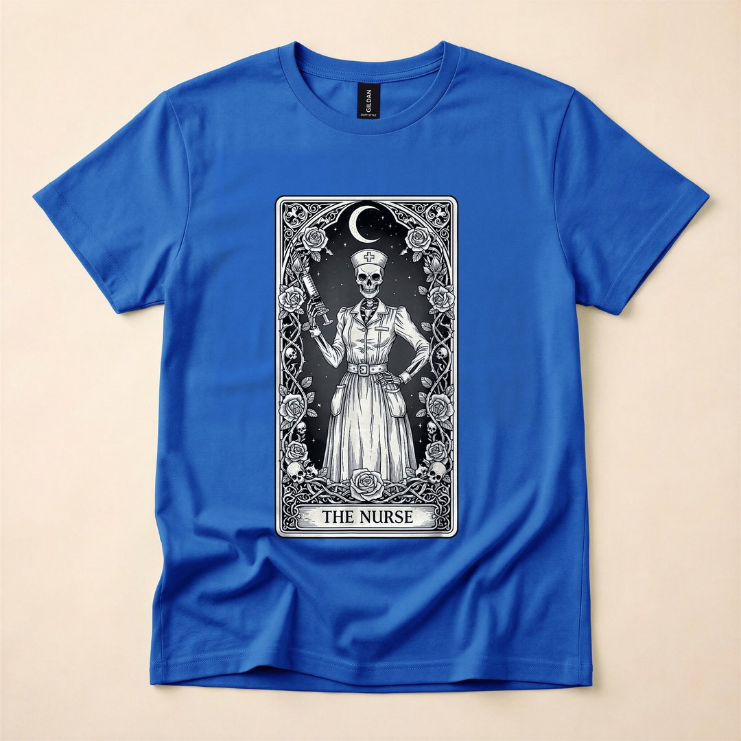 The Nurse Skeleton Tarot Card Gothic T-Shirt - photo 3