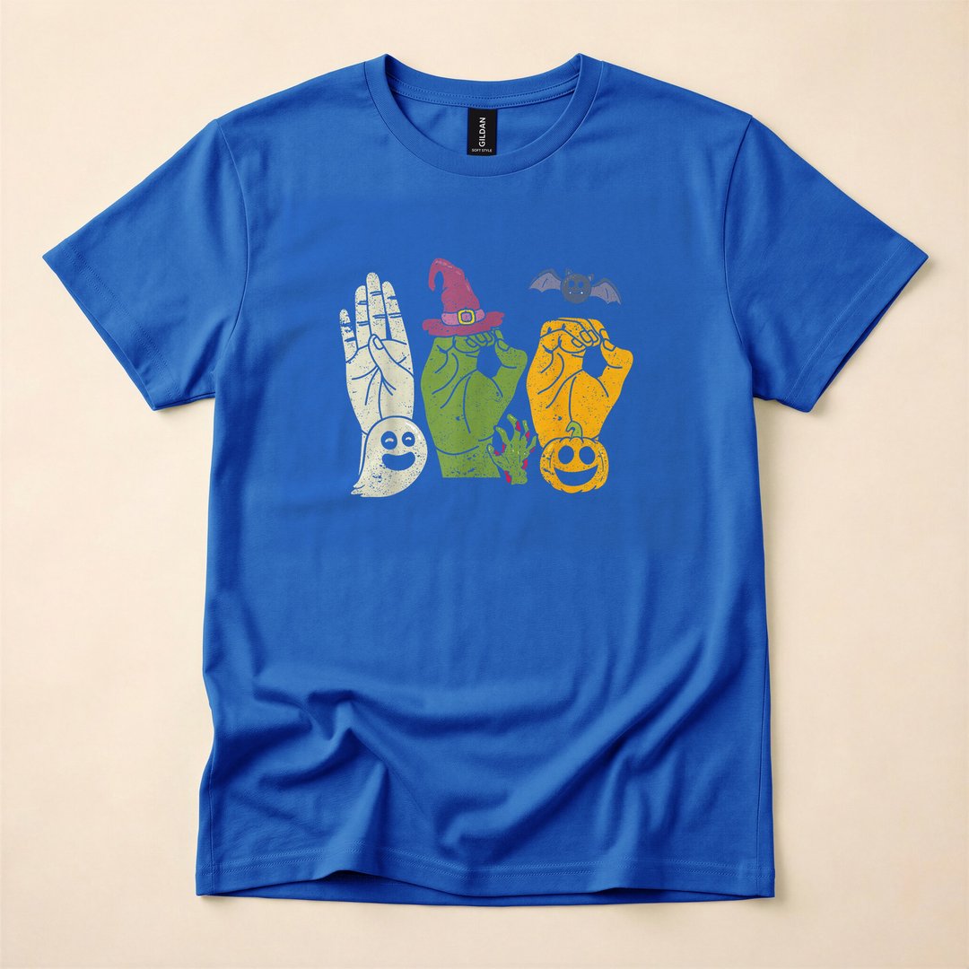 Boo Hands ASL Sign Language Halloween T-Shirt - photo 3