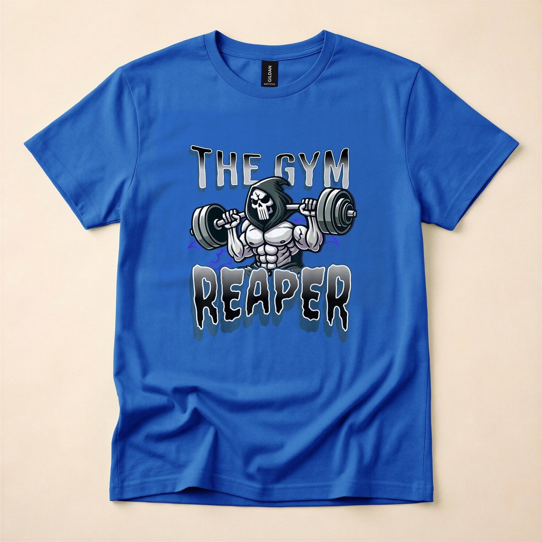 Grim Reaper Gym Workout Weightlifting Halloween T-Shirt - photo 3