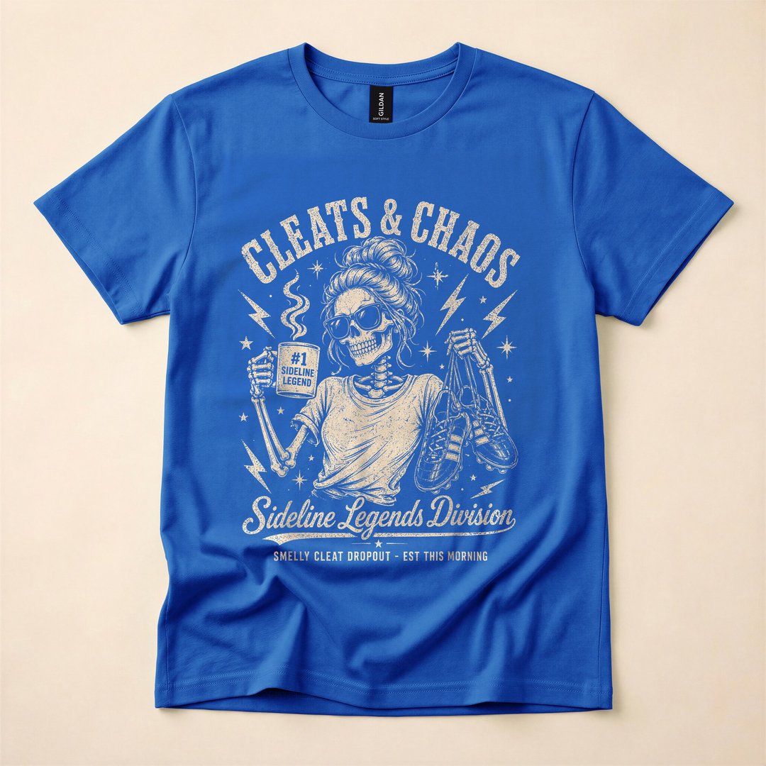 Cleats and Chaos Skeleton Soccer Mom Halloween T-Shirt - photo 3