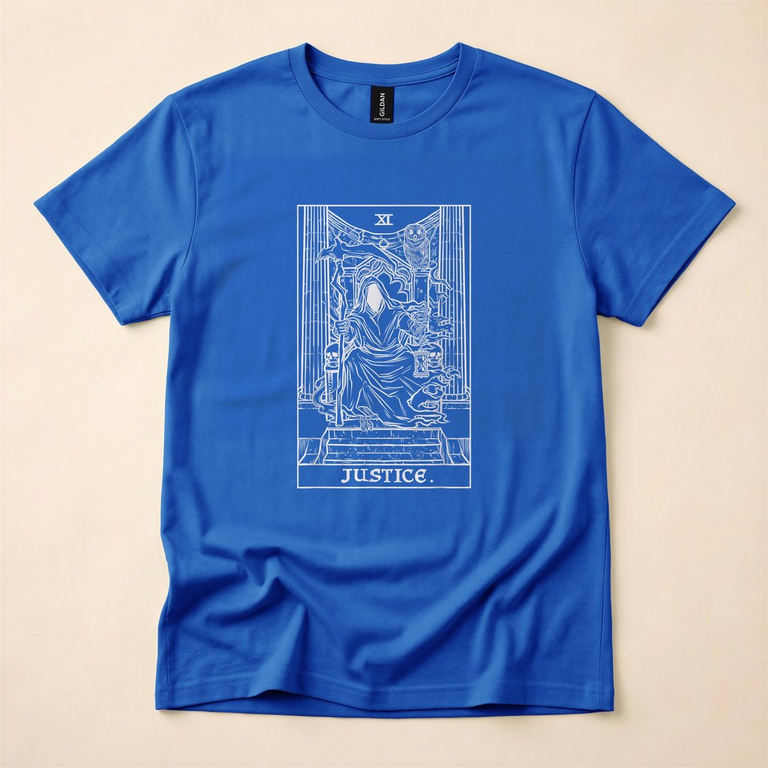 Grim Reaper Justice Tarot Card Gothic Halloween T-Shirt - photo 3