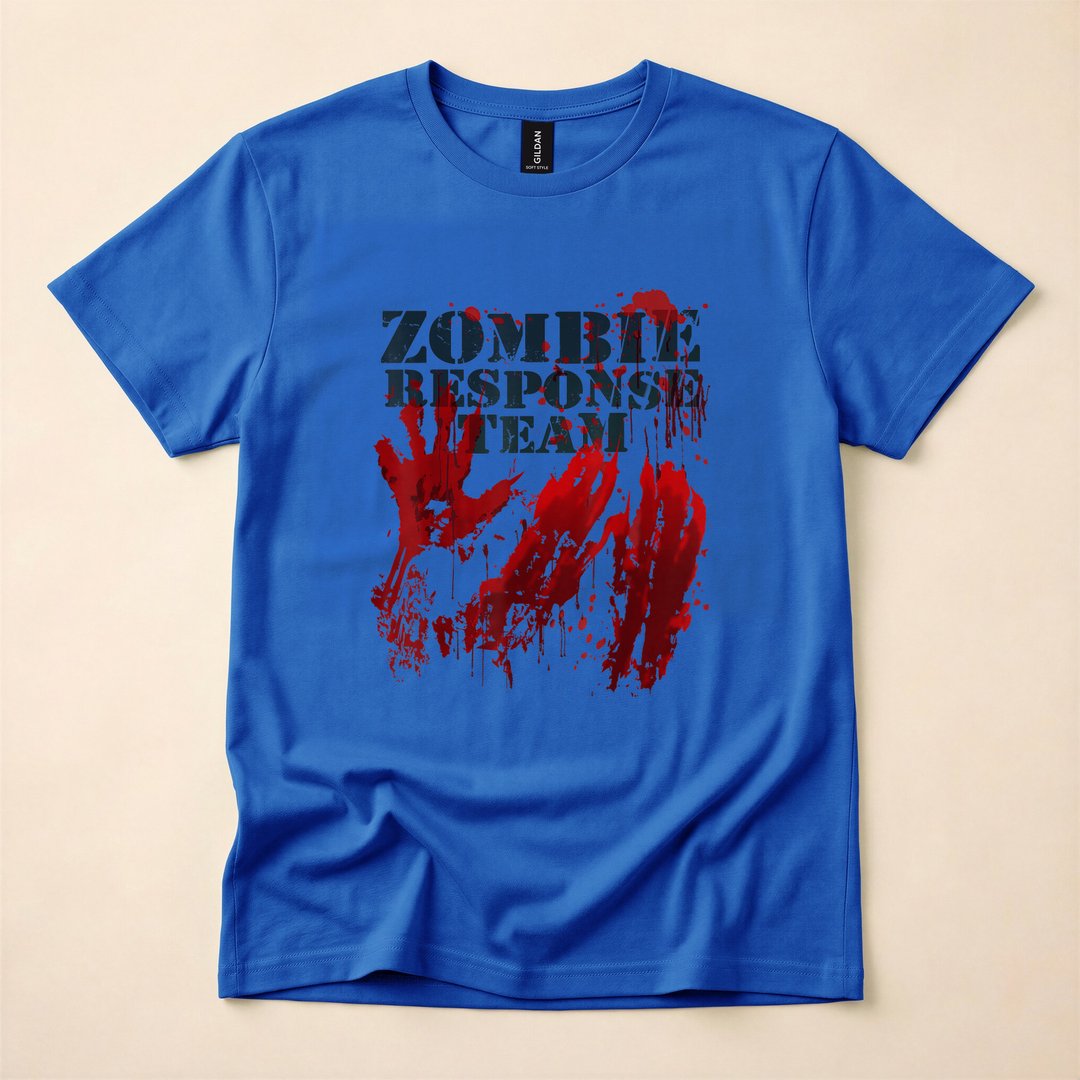 Zombie Response Team Bloody Handprints Halloween T-Shirt - photo 4