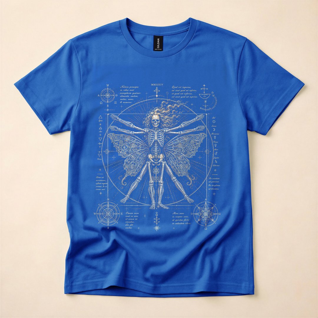 Gothic Skeleton Moth and Fairy Occult Art T-Shirt - photo 3