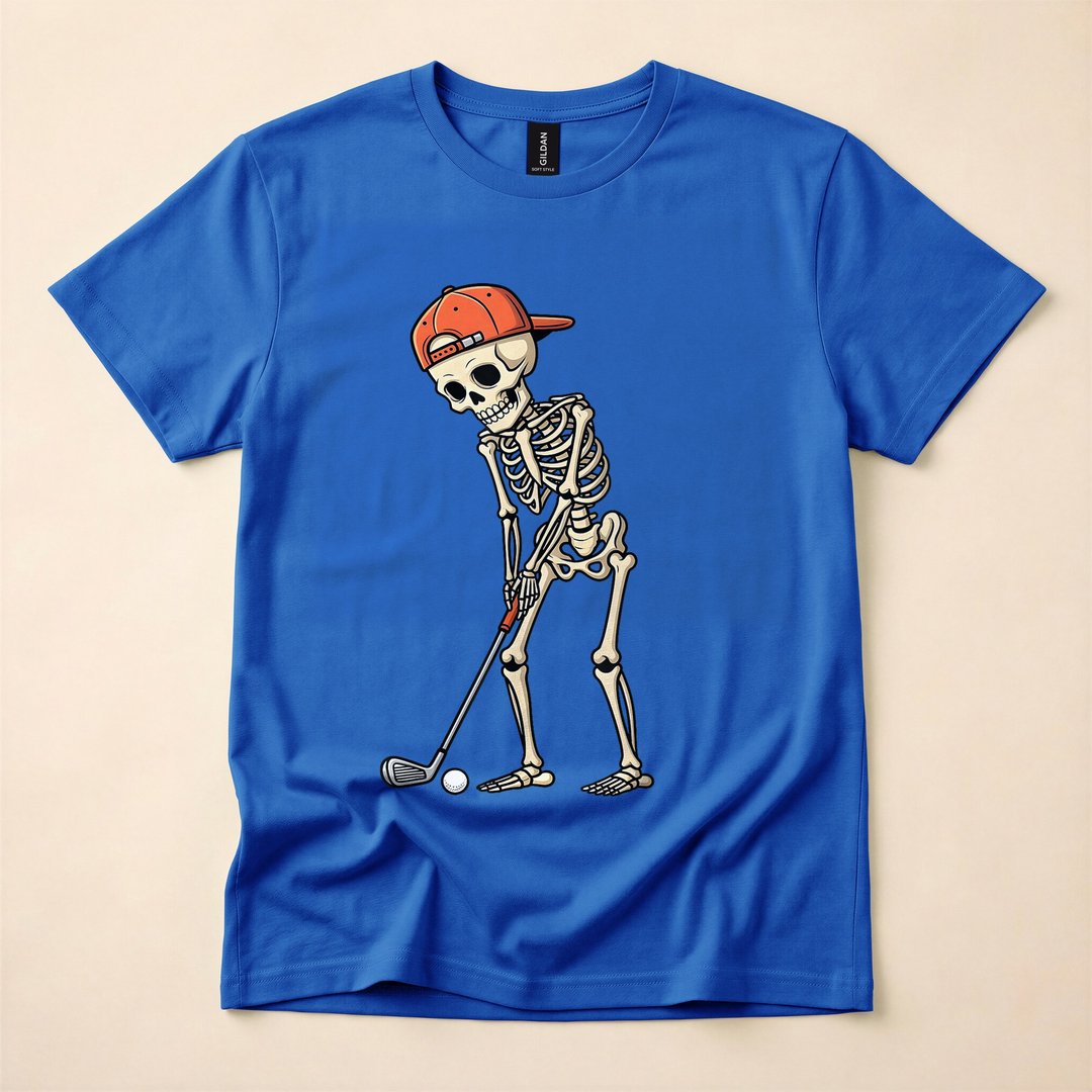 Skeleton Playing Golf Funny Golfer Halloween T-Shirt - photo 3
