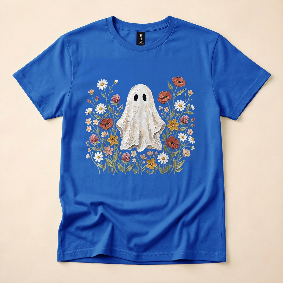 Cute Ghost Wildflower Cottagecore Halloween T-Shirt - photo 3