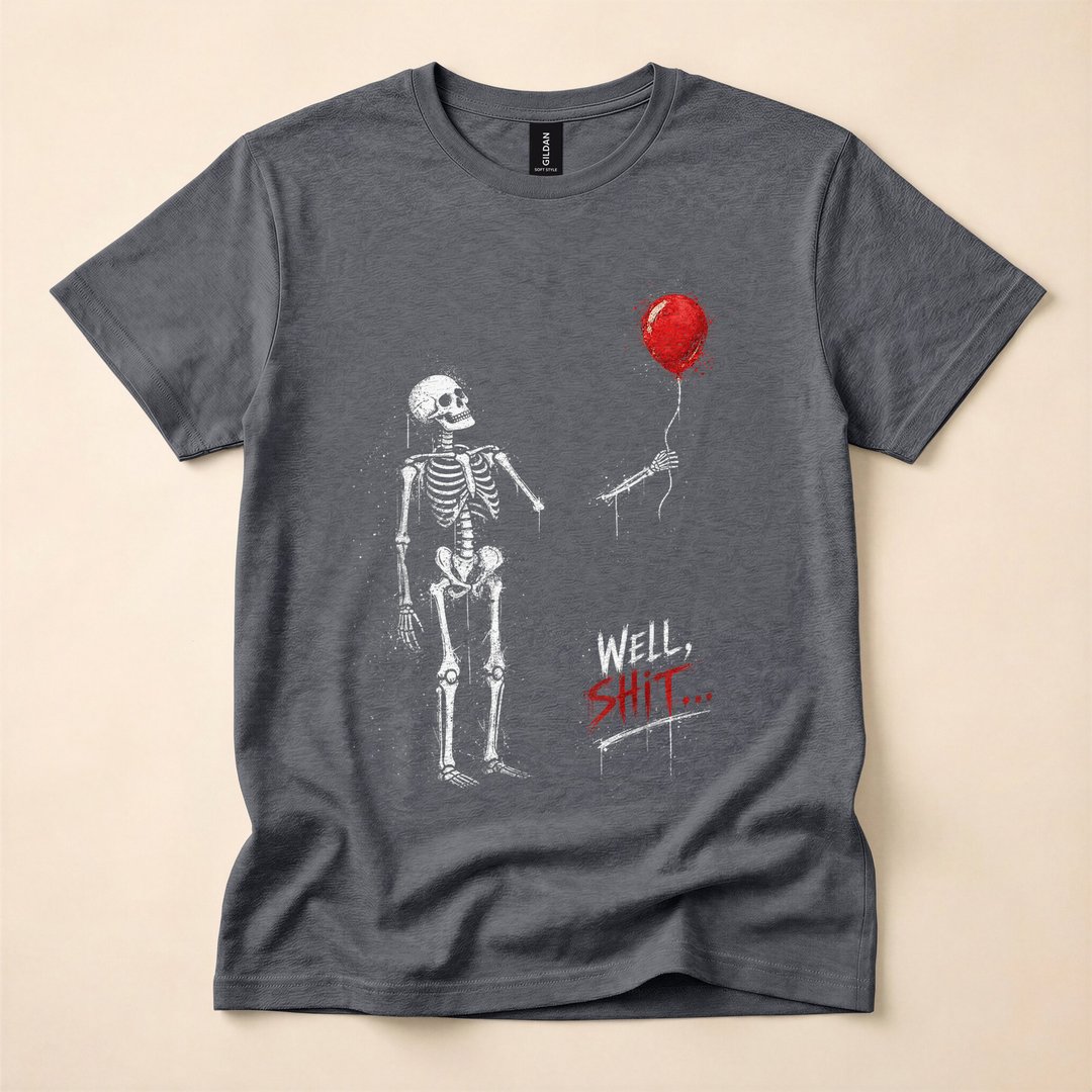 Well Skeleton Clutching Its Balloon Funny T-Shirt - photo 4