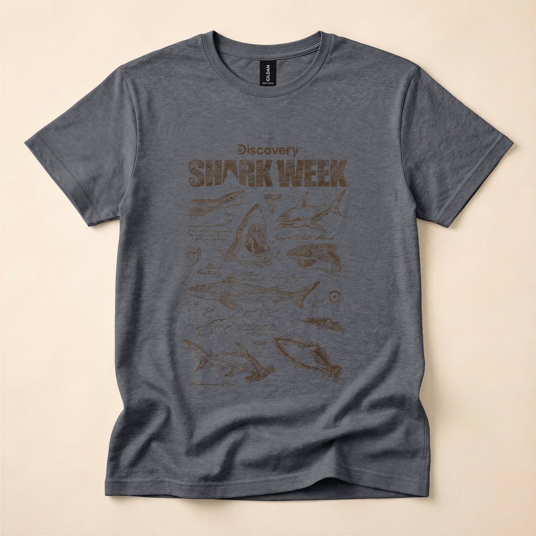 Shark Week Species Infographic Ocean Chart T-Shirt - photo 5
