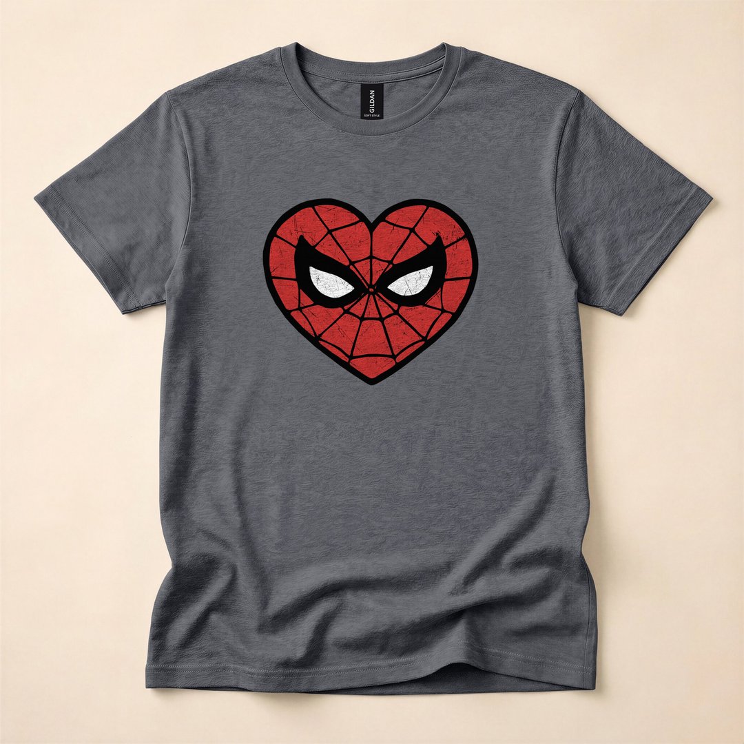 Spider-Man Heart-Shaped Mask Portrait T-Shirt - photo 4