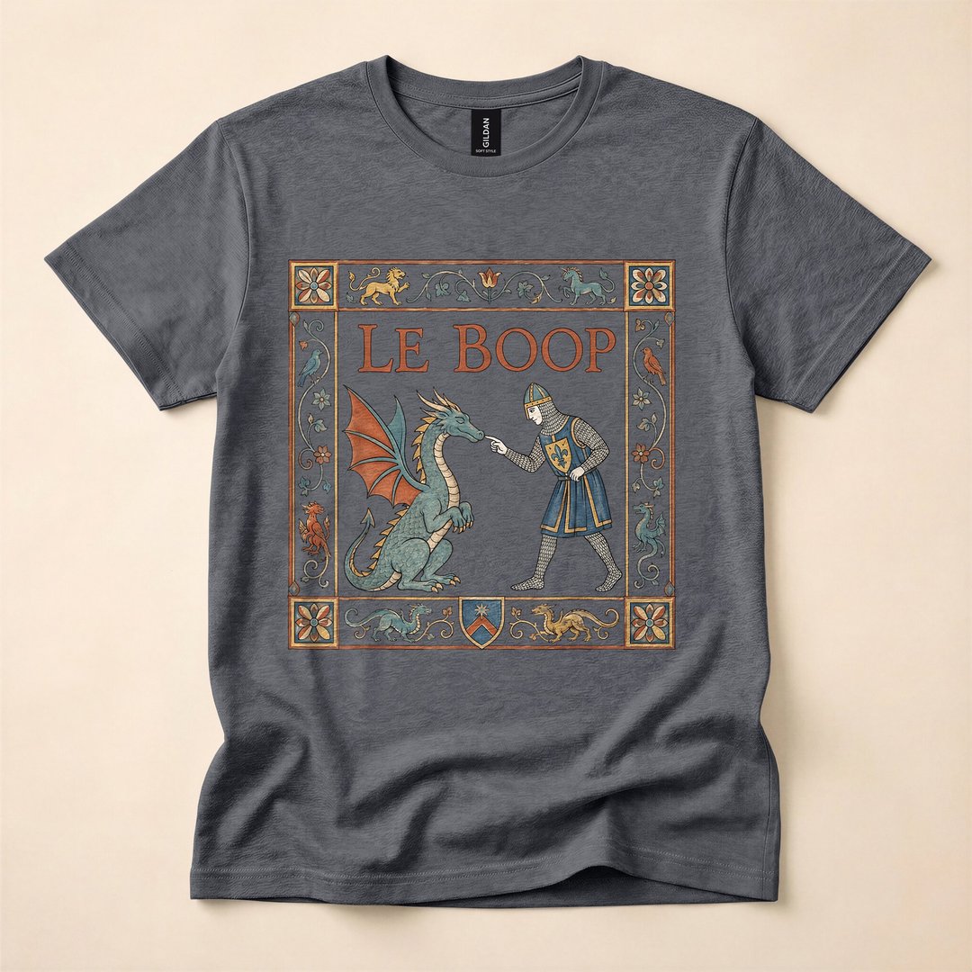 Le Boop Medieval Knight Boops a Dragon Funny T-Shirt - photo 4