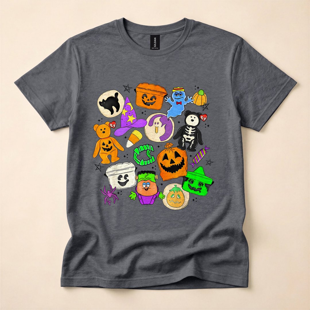 Cute Boo Ghost 90s Doodle Collage Halloween T-Shirt - photo 4