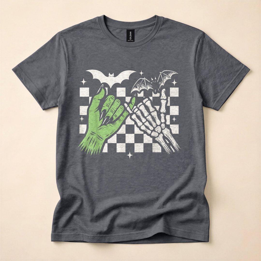 Pinky Promise Skeleton and Bat Spooky Season T-Shirt - photo 4