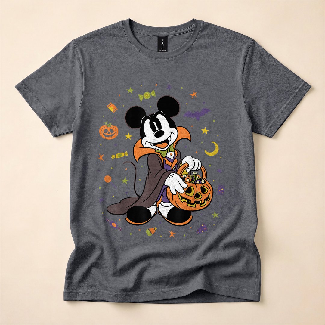 Mickey Mouse Vampire Trick-or-Treat Halloween Icons T-Shirt - photo 4