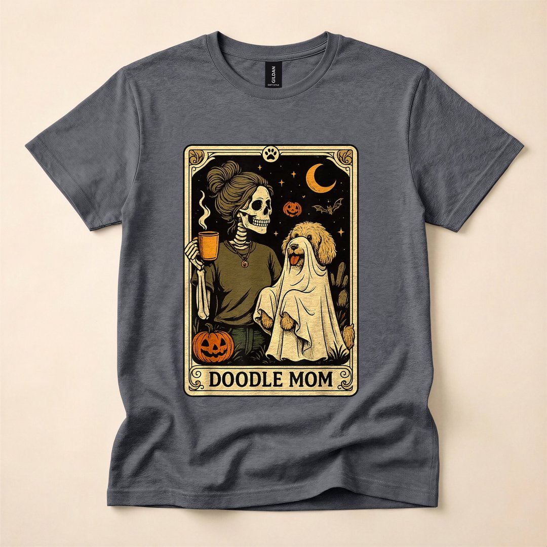 Ghost Goldendoodle Tarot Card Dog Mom Halloween T-Shirt - photo 4