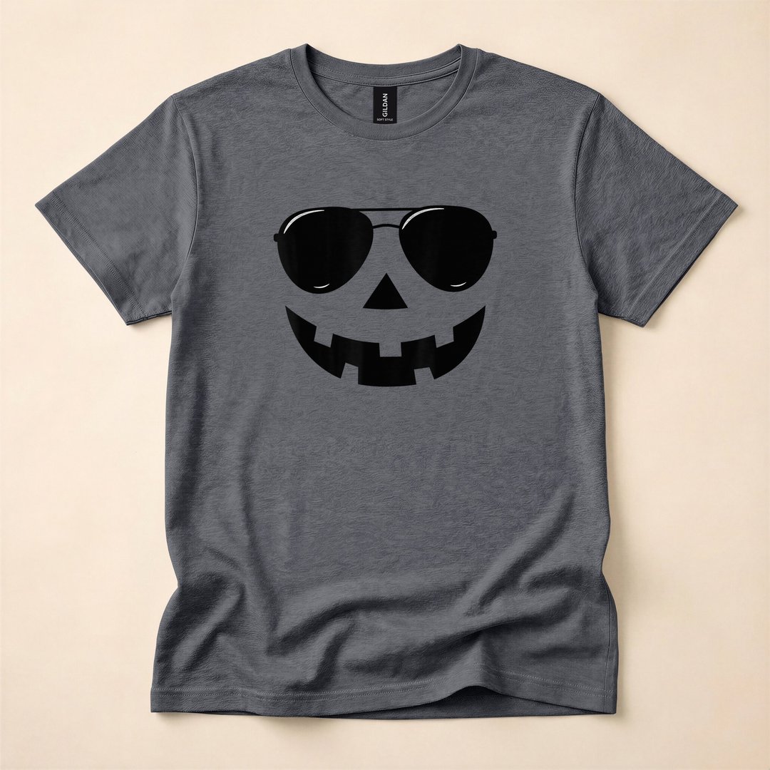 Grinning Jack-O'-Lantern Pumpkin Face Halloween T-Shirt - photo 5