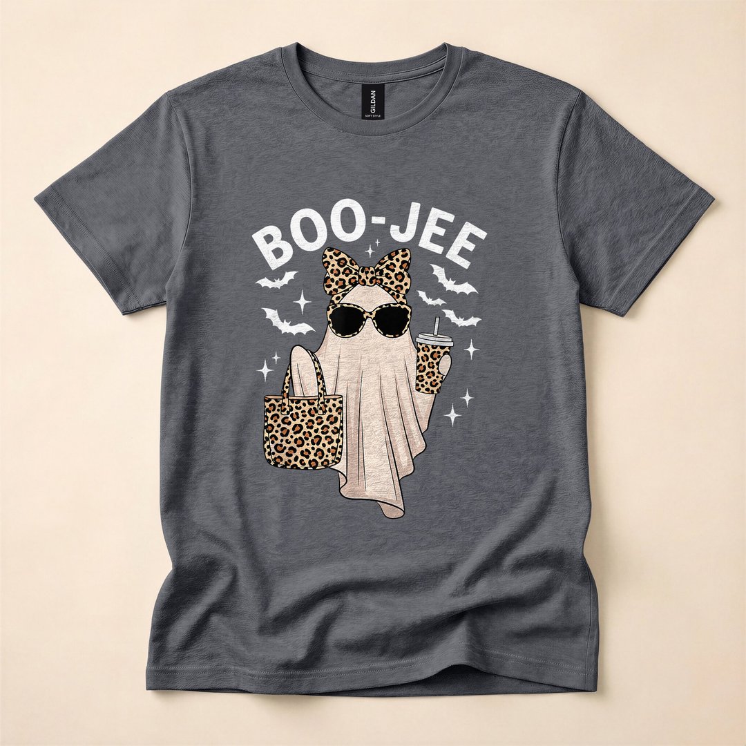 Boo-JEE Coquette Leopard Ghost Coffee Halloween T-Shirt - photo 4