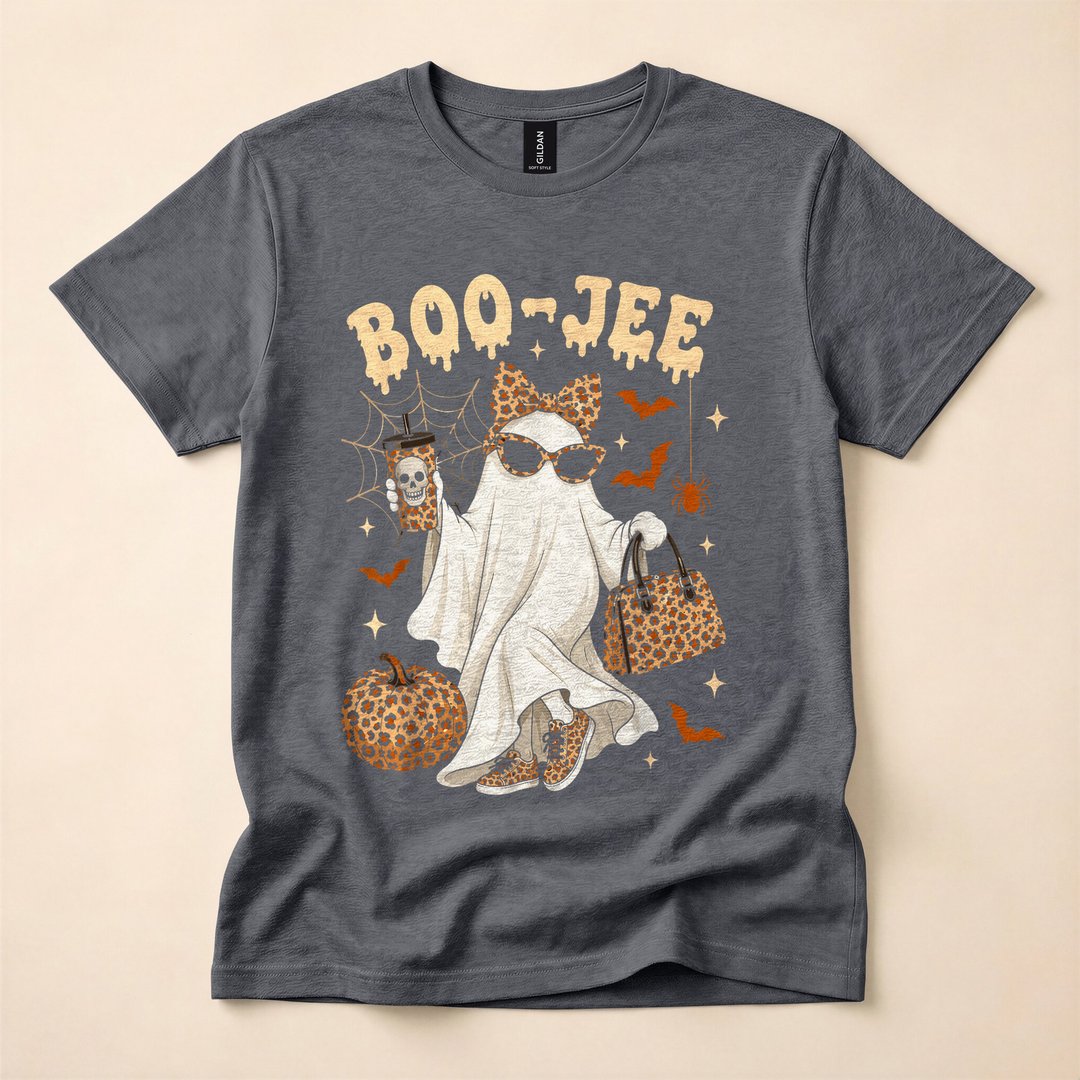 Boujee Ghost Leopard Print Spooky Season T-Shirt - photo 4